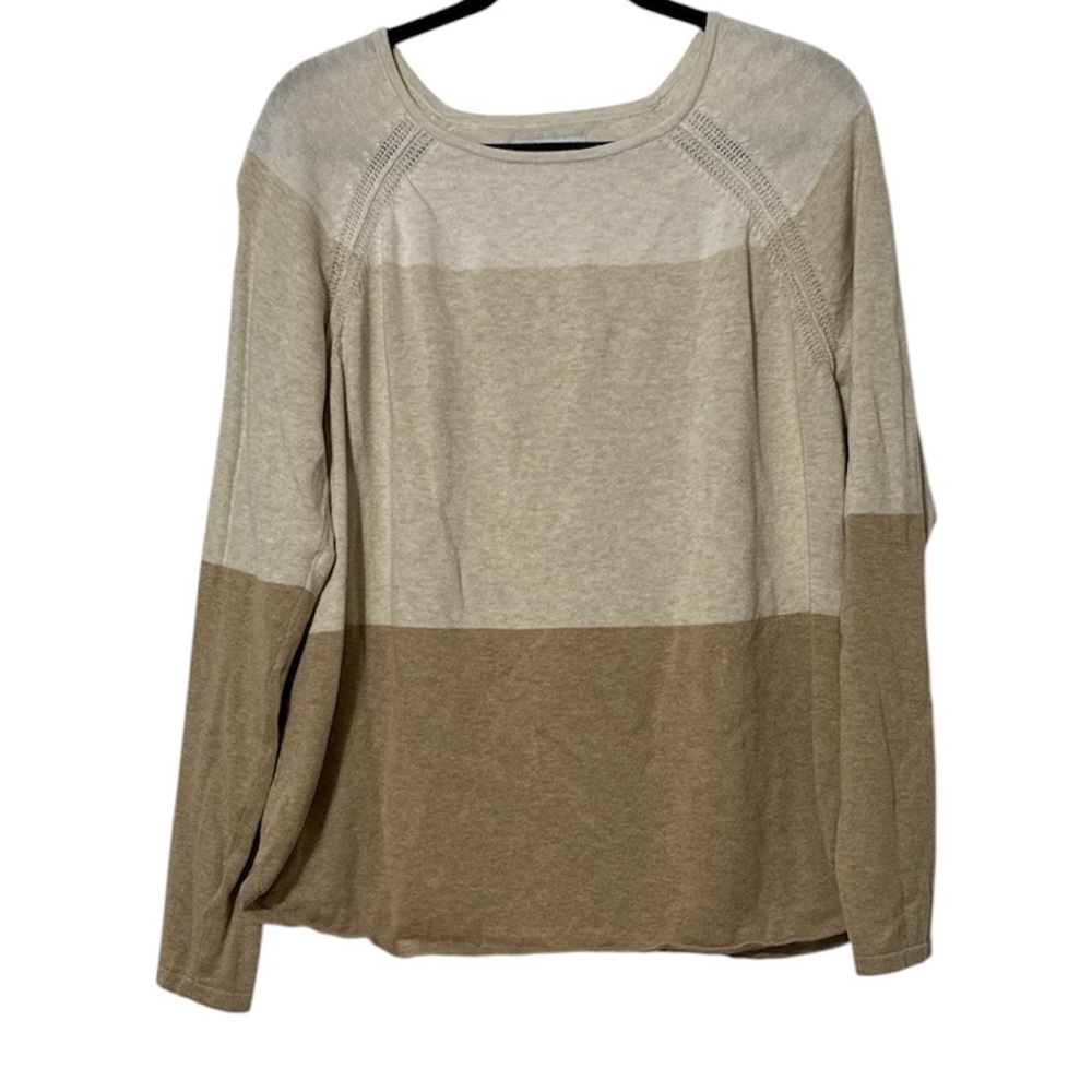 Kim Rogers Cream and Tan Colorblock Sweater